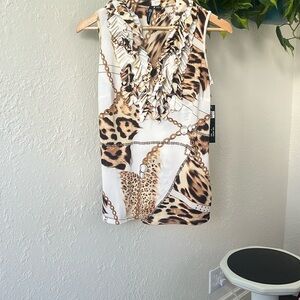 Leopard Print Ruffle Blouse